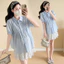 Áo sơ mi bà bầu mùa hè bằng cotton nguyên chấtjacquard