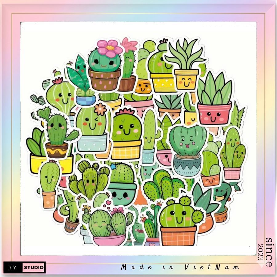 set sticker cây xương rồng bé xinh