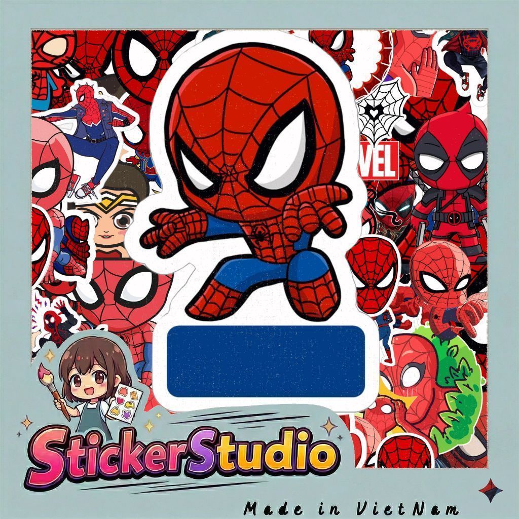 60 Sticker Spider man marvel  trang trí sổ tay note book laptop mũ bảo hiểm chống nước tốt