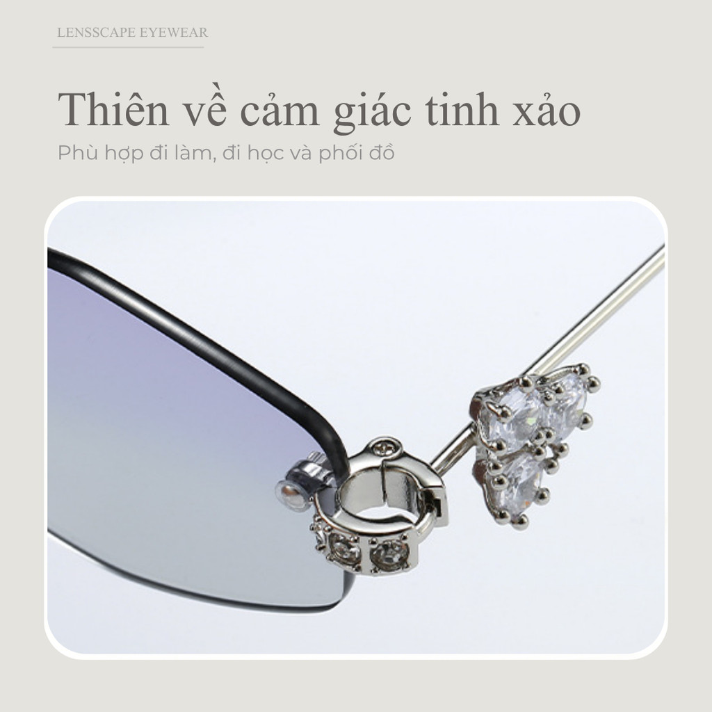 Lensscape Kính chống ánh sáng xanh nữ không viền phong cách tinh tế đeo hằng ngày
