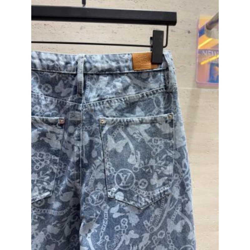 Quần dài in họa tiết Denim lưng cao mới dành cho nữ