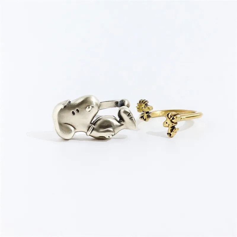 Nhẫn Snoopy & Bird Dễ Thương Phù Hợp Với Hoạt Hình Đơn Giản Giá Trị Cao Niche Thiết Kế Nhẫn Quà Tặng