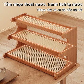 [LOẠI 1] Kệ Đựng Ly Cốc Để Bàn Gỗ Đan Mây Phong Cách Vintage MAISON Giá Để Đồ Đa Năng Nhiều Tầng Decor Bàn Làm Việc