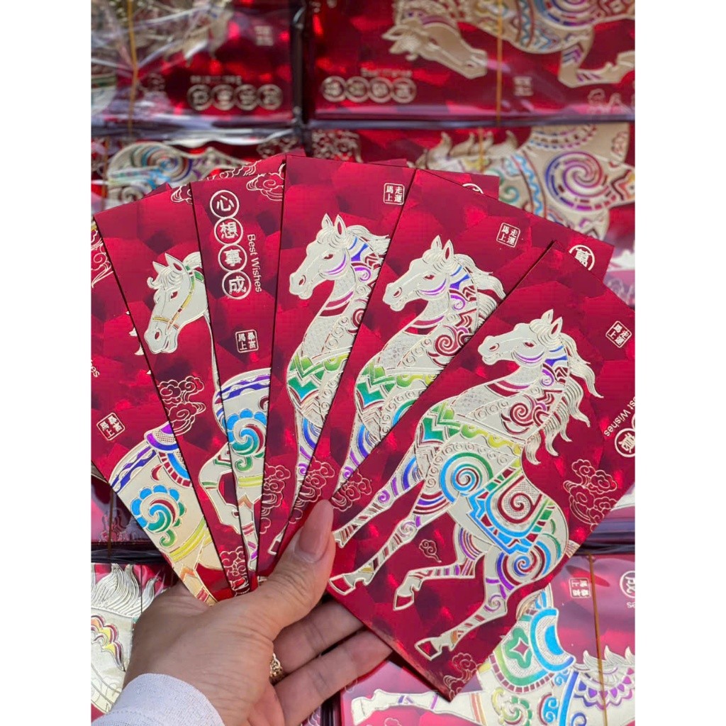 Bao Lì Xì Kim Mã Cát Tường - 1 Set 6 Cái Ánh Kim