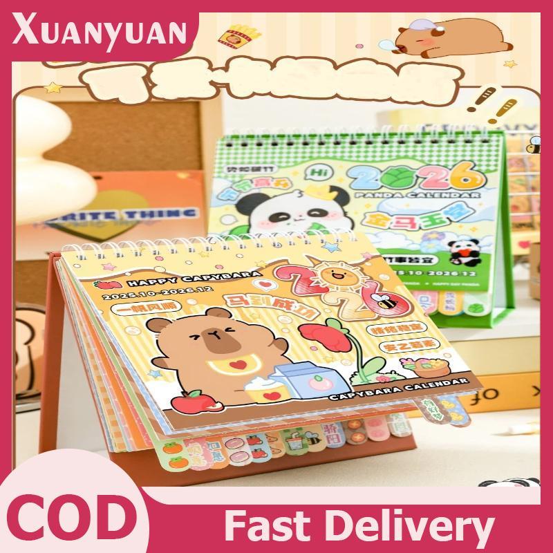 XUAN Di Động Cuộn Dây 2026 Lịch Để Bàn Capybara / Gấu Trúc Để Bàn Trang Trí Lịch Trình Lập Kế Hoạch Văn Phòng Đồ Dùng Học Tập VN
