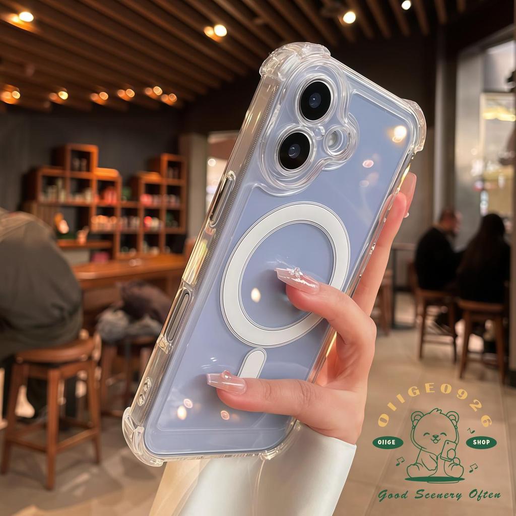 【 Ốp lưng iPhone17 】 Vỏ điện thoại từ tính túi khí bốn góc chống rơi iphone17 Pro Max 16 15 14 13 12 11 cho vỏ iPhone Vỏ mềm silicon TPU chống sốc