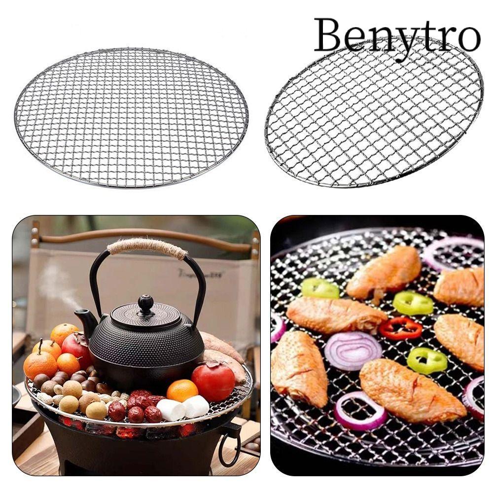 Benytro Giá nướng BENYTRO, Nướng chống dính có thể tái sử dụng, Nướng BBQ tròn bằng thép không gỉ