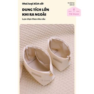Túi Mỹ Phẩm Nhung Tăm Phong Cách Hàn Quốc - Mềm Mại, Cỡ Lớn Đa Năng