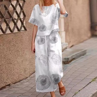 Áo cotton vải lanh in hoa tay ngắn - Bộ đồ thể thao thời trang mùa xuân