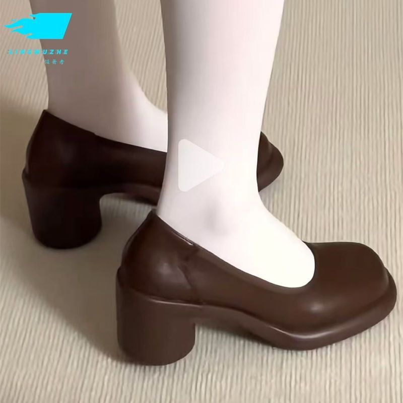 【✨Spot】Giày mary jane mũi tròn đế mềm phong cách retro dành cho nữ/Giày cao gót đế dày thời trang