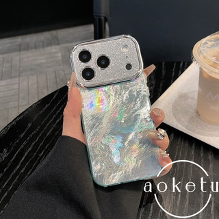 Ốp điện thoại hình lá thiếc lấp lánh cửa sổ lớn sang trọng phù hợp cho iPhone 13 14 15 16 17 Pro Max bao gồm tất cả vỏ silicon chống rơi