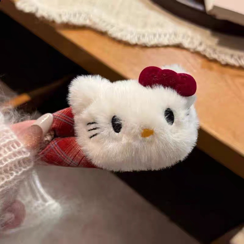 Kẹp Tóc Hình Kitty Kẻ Sọc Ngọt Ngào, Phụ Kiện Thời Trang Cho Tóc