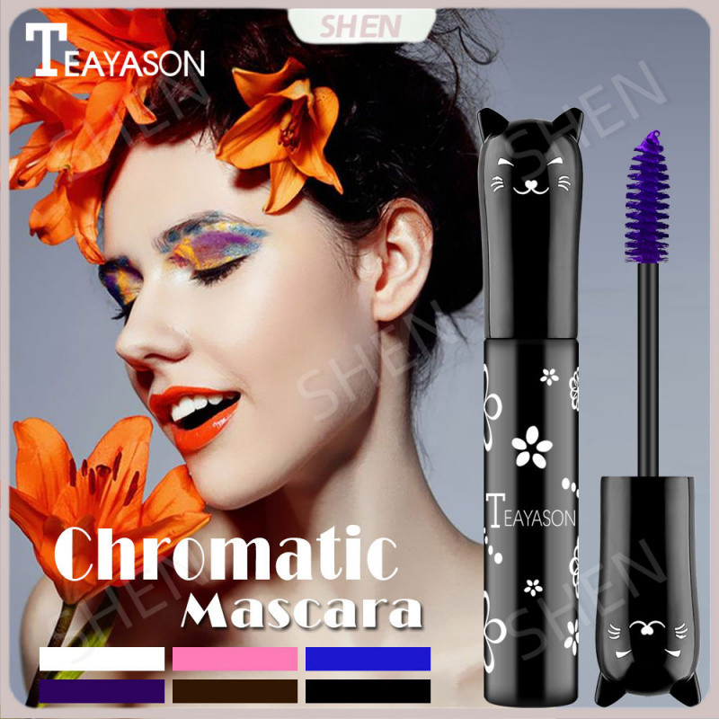 TEAYASON Mascara đầy màu sắc Xanh lam, Tím, Hồng, Trắng, Tím Sapphire Xanh Cà phê Không nhòe Uốn Dày