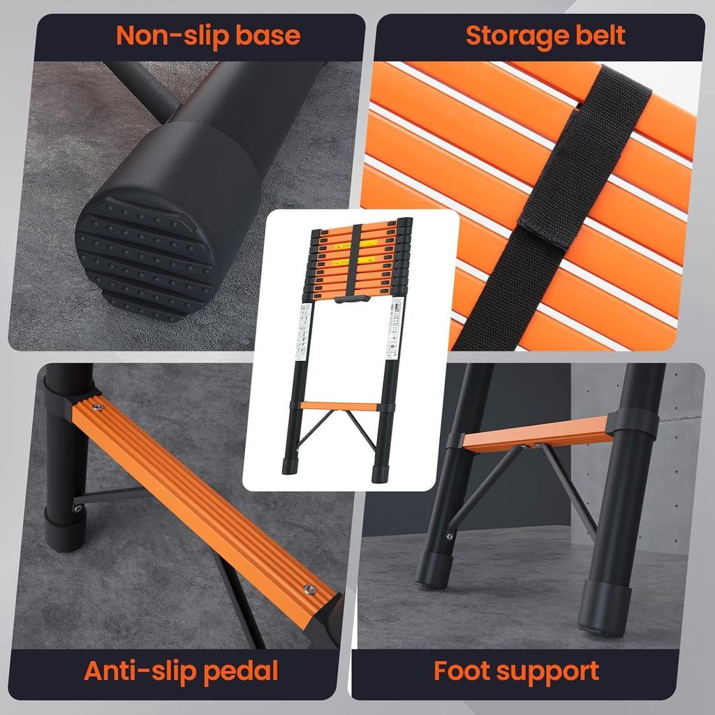 Thang Nhôm Rút Thẳng Thép Carbon Cao Cấp Nhập Khẩu Thang kéo dài đa năng, dễ mang theo (1.9m–5.9m)