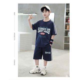 Bộ cộc tay bé trai chất cotton. Bộ đồ mùa hè bé trai 18-52kg.Quần áo hè bé trai mẫu chữ SLEEP . NL22