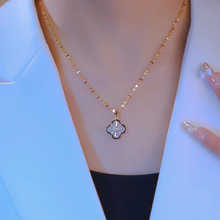 Vòng cổ hoa bốn lá thép titan mạ vàng - Thời trang trẻ trung