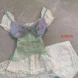 DARON Lưới Camisole, Phong Cách Cô Gái Cay Mỏng Phù Hợp Với Chấm Rỗng Áo Vest, Thời Trang Xuyên Viền Trong Suốt Dạo Phố Ống Áo Đi Biển