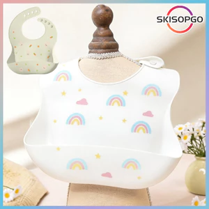 【SKISOPGO】Yếm silicon chống thấm cho bé từ 0-8 tuổi,có máng hứng thức ăn,Dễ Lau Chùi,Cho Cả Bé Trai Và Bé Gái