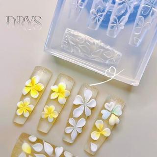 (TFT) 3D Silicone Hoa Móng Tay Nghệ Thuật Khắc Khuôn Acrylic Hibiscus Hoa Năm Chân DIY Móng Tay Nghệ Thuật Trang Trí Trong Suốt Mẫu MỚI
