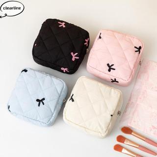 Túi đựng khăn ăn vệ sinh CLEARLINE, Túi đựng đồ trang điểm nhỏ nơ Cotton, Móc khóa bánh quy có móc khóa tai nghe Ví đựng tiền xu
