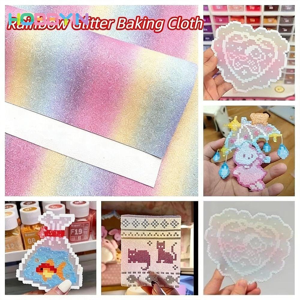 HOBBYIN DIY Vải ủi, DIY Handmade Rainbow Long Lanh Baking Vải, Sáng Tạo Chống Dính Có Thể Tái Sử Dụng Đậu Chịu Nhiệt Dán Vải Làm Đậu