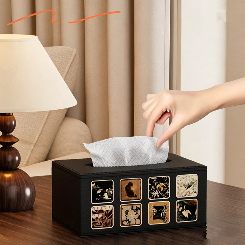 Hộp khăn giấy da cao cấp cổ điển – sang trọng, chống nước, đa năng decor phòng khách bàn cà phê