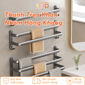 Thanh Treo Khăn Nhà Tắm Bằng Nhôm Hàng Không Cao Cấp – Màu Xám, Lắp Đặt Không Cần Khoan, Chắc Chắn & Tiện Lợi