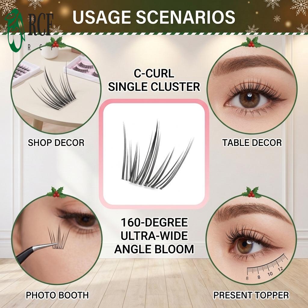 Handmade C Curl Lông Mi Giả Sợi Đen 8-12mm Chiều Dài Hỗn Hợp Tự Nhiên Tìm Tiệc Trang Điểm Hàng Ngày