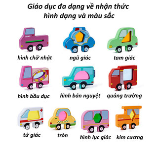 【BabyJoy】khối xếp chồng gỗ cầu vồng hình học,đồ chơi Montessori phát triển kỹ năng vận động tinh