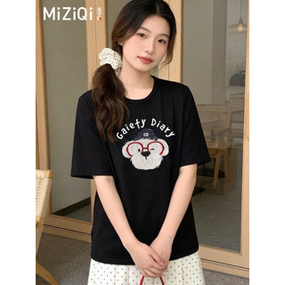 【Khuyến mãi】áo thun nữ Áo sơ mi nữ màu đen từ cotton nguyên chất, thiết kế ngắn tay phù hợp mùa hè