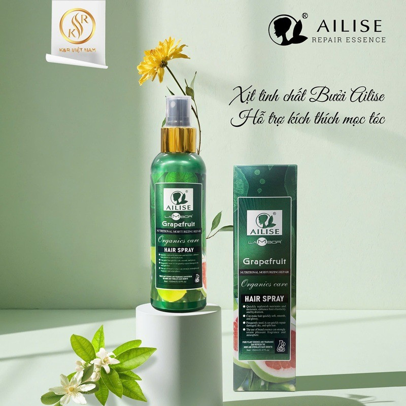 Xịt dưỡng Bưởi kích thích mọc tóc AILISE Hair Spray150ml Kích Thích Mọc Tóc Nhanh Ngăn rụng tức thời