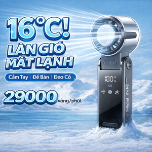 Quạt cầm tay mini Siêu mát 180 Độ xoay gấp gọn màn hình LED hiện thị kỹ thuật số