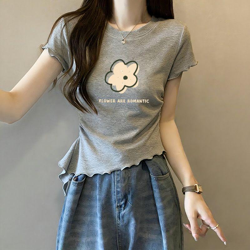 Áo thun ngắn tay nữ style Hàn Quốc, thiết kế độc đáo, form slim-fit