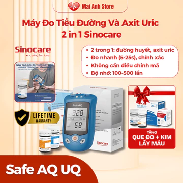 Máy Đo Tiểu Đường Và Axit Uric ( Bệnh Gút) 2 in 1 Sinocare Safe AQ UG - Mai Anh Store