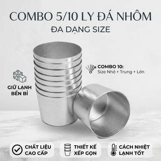 Combo 5/10 Ly đá NHÔM , ly làm đá nhôm bỏ tủ lạnh đủ size từ 8cm đến 12 cm - Hùng Home