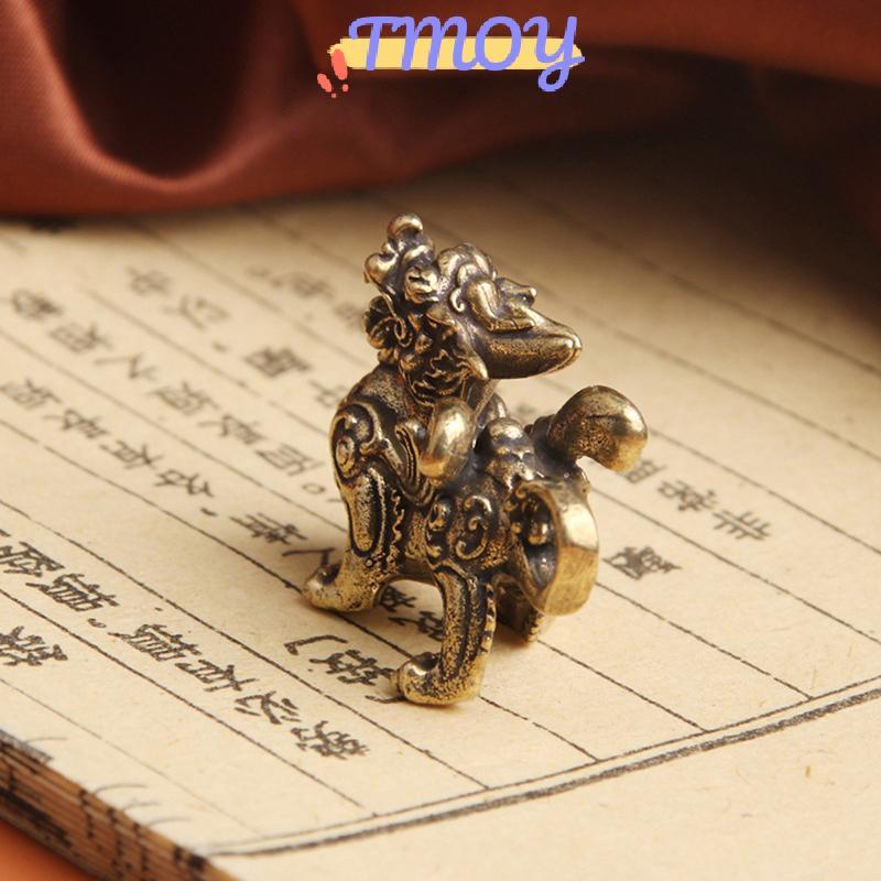 TMOY Tượng Tượng Hình Giàu Có Đồng Thau Trang Trí Thịnh Vượng Phong Cách Trung Hoa Trang Trí Qilin Rồng Lu Động Vật Phong Thủy Vintage TMOY
