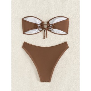 Biкиni hai mảnh bandeau nàng tiên cá, vải sáng màu