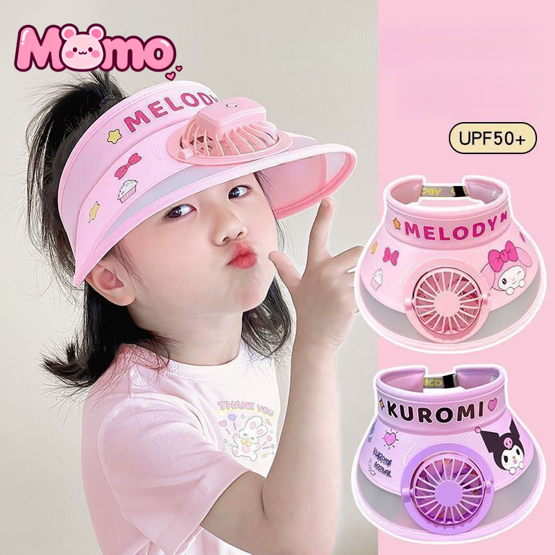 Mũ che nắng Sanrio Kids mới 2026 có quạt tích hợp, chống nắng cho bé trai bé gái