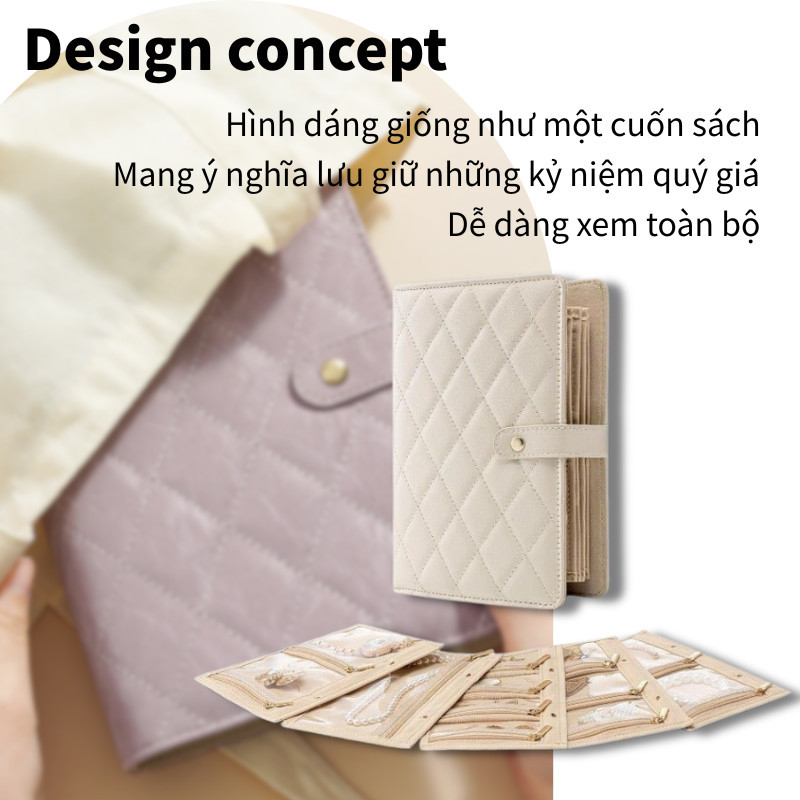 Sổ Tay Trang Sức Da PU Nhiều Ngăn - Túi Trong Suốt Đựng Nhẫn, Vàng, Dây Chuyền, Sang Trọng, Dùng Cho Nữ