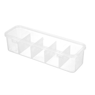 Hộp 5 ngăn lưu trữ cáp sạc, tai nghe đựng đồ lặt vặt trong suốt có nắp đậy chống bụi cứng cáp 28.5x7.5x7cm