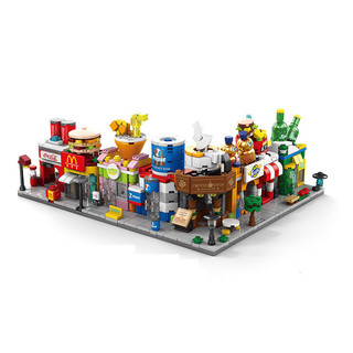 Tương thích với Lego Thức Ăn Nhanh Đồ Uống Đường Phố Cảnh Trong Nhà Thành Phố Mini Street View Khối Xây Dựng Lắp Ráp Giáo Dục Gian Hàng Đồ Chơi CF5V