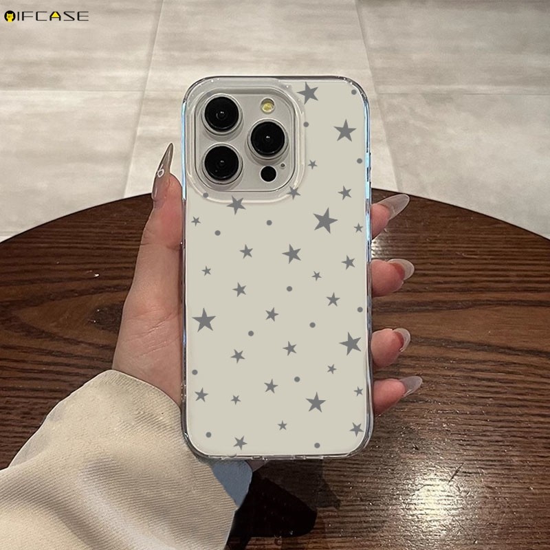 Dành Cho Samsung Galaxy A57 A37 A73 A72 A71 A56 A55 A54 A53 A52 A52s A51 A50 A50s A30s A30 A20 A20s A21s Ốp Điện Thoại Đơn Giản Ngôi Sao Màu Xám Chấm Bi Dễ Thương Thanh Lịch Vỏ Trắng