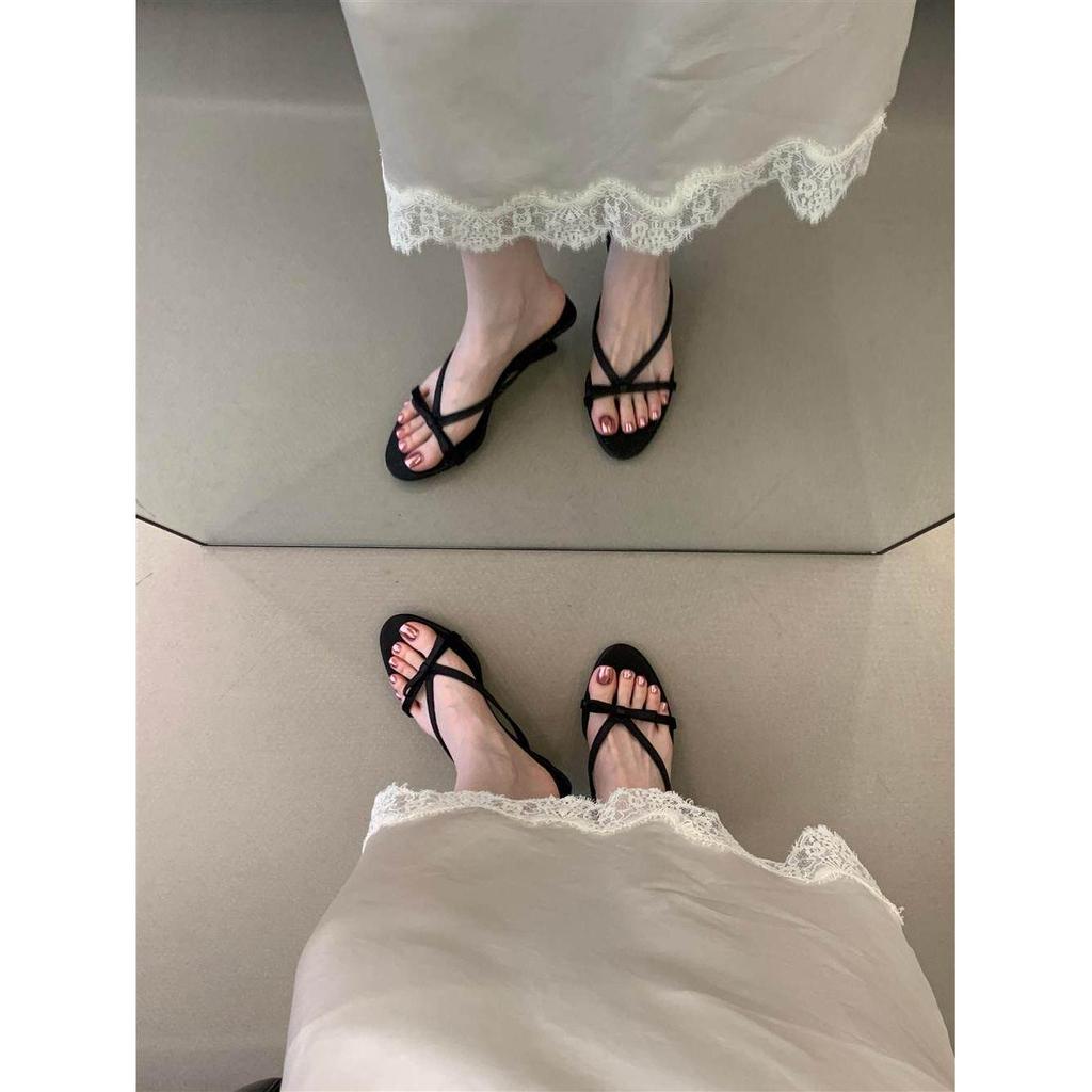 TT Phong Cách Hàn Quốc Flip-Flops Nữ Mùa Hè 2026 Phong Cách Mới Nơ Nêm Đầu Tròn Tiện Lợi Tất Cả Trận Đấu Dép Dép