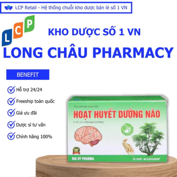 Hoạt huyết dưỡng não Đại Uy hộp 100 viên - Bổ sung dưỡng chất hỗ trợ trí não - Long Châu Pharmacy