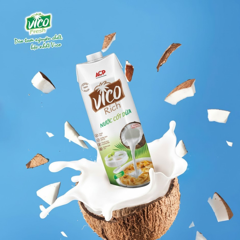 [Giá Sỉ] Nước Cốt Dừa VICO RICH Hộp 1L,Thơm Ngon Béo Ngậy Nguyên Chất Chuẩn Vị Tự Nhiên