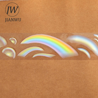 JIANWU 50mm * 5m Vintage Cầu Vồng Phong Cảnh Chất Liệu Cắt Dán Thêu Sò PET Băng Sáng Tạo DIY Tạp Chí Văn Phòng Phẩm