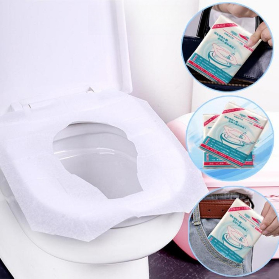 Set 50 Miếng Giấy Lót Bồn Cầu Tự Phân Hủy, Chống Thấm Nước Dùng Một Lần, Nhỏ Gọn Cho Chuyến Du Lịch, Sạch Sẽ