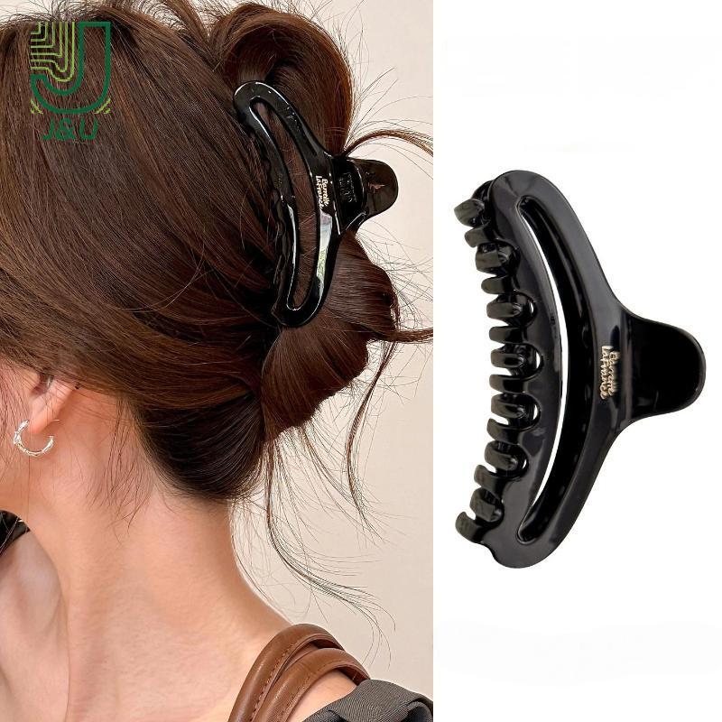 J & U Pháp Acetate Chữ Vàng Nhãn Rỗng Kẹp Phụ Kiện Tóc Nữ Sang Trọng Thời Trang Phụ Kiện Tóc Mới