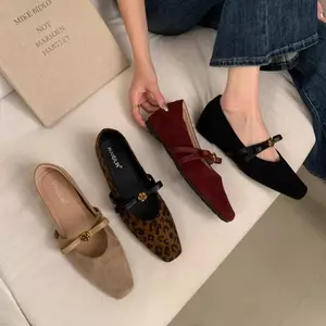 Giày TT Mary Jane Giày Nữ Mũi Vuông Khóa Dây Đeo Giày Nữ
