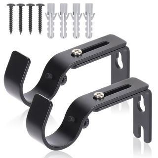 Móc treo rèm BRYVEN, Giá đỡ thanh rèm xây dựng kim loại có thể điều chỉnh chiều dài, Bộ 2 hỗ trợ gắn tường chắc chắn Giá đỡ cực La Mã đa năng Sử dụng phòng ngủ